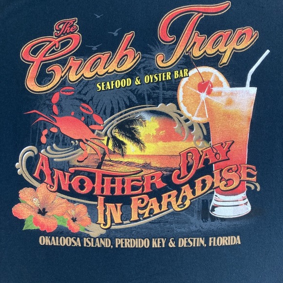 Port and Company Other - Florida Graphic Tee Shirt Adult Small Black The Crab Trap Seafood Oyster Bar